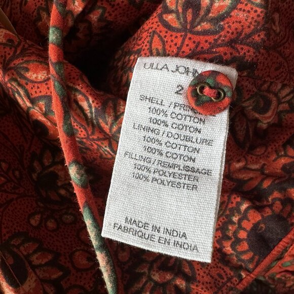 Ulla Johnson Anise Quilted Lace Up Back Crop Top in Clementine Size 2 Cotton - Picture 8 of 10